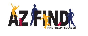 Image of people in front of the AZ Find sign